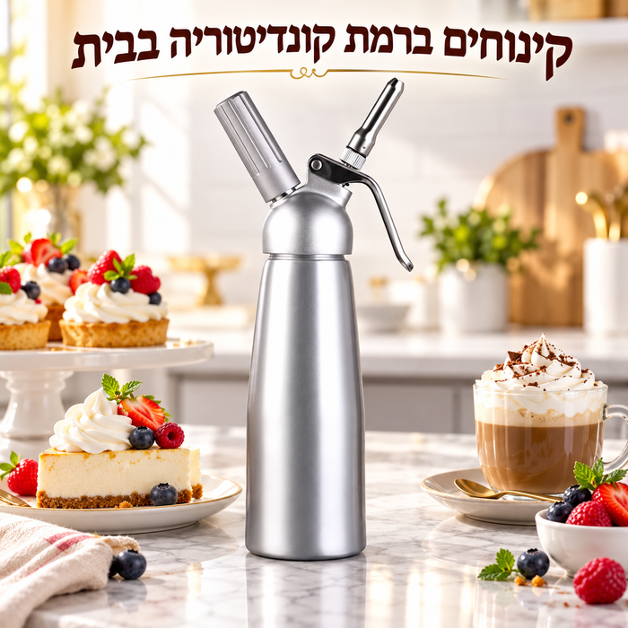 סיפון מקצועי להכנת קצפת וקינוחים בנפח 500 מ"ל