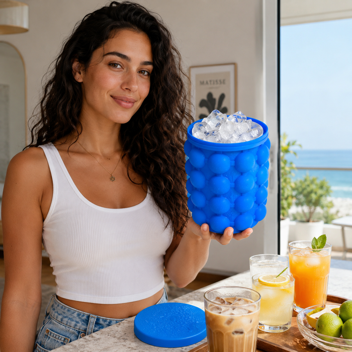 תבנית דלי סיליקון מתקדמת 2 ב-1 לייצור קרח