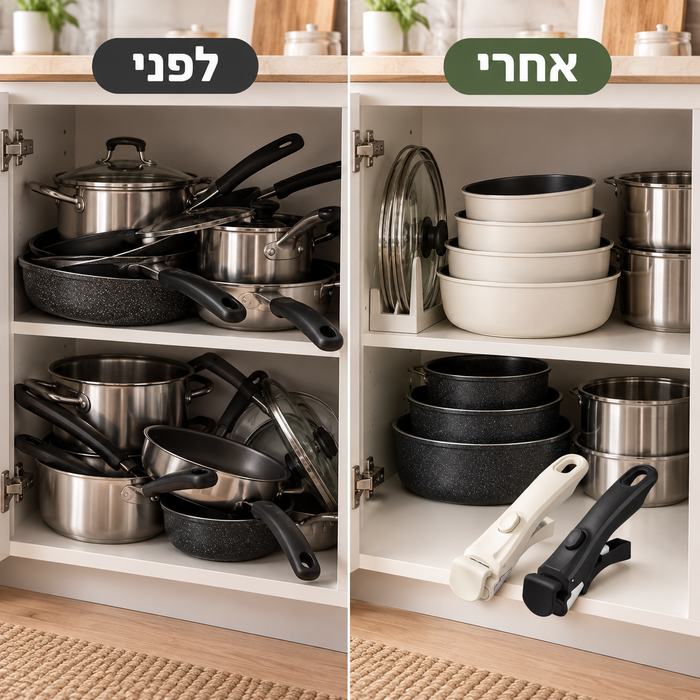 ידית פלא נשלפת אוניברסלית לסירים, מחבתות וכלי בישול
