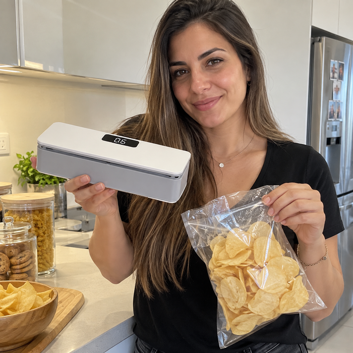 מכשיר אטימה בחום לשקיות פלסטיק עם תצוגת ספירה חכמה