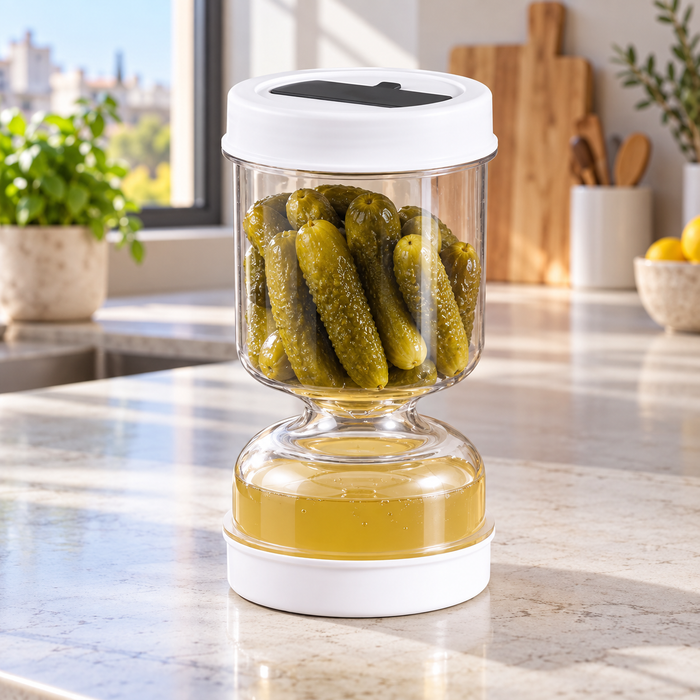 צנצנת חמוצים מסתובבת לאטימה הרמטית וסינון נוזלים