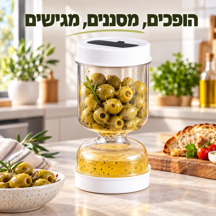 צנצנת חמוצים מסתובבת לאטימה הרמטית וסינון נוזלים