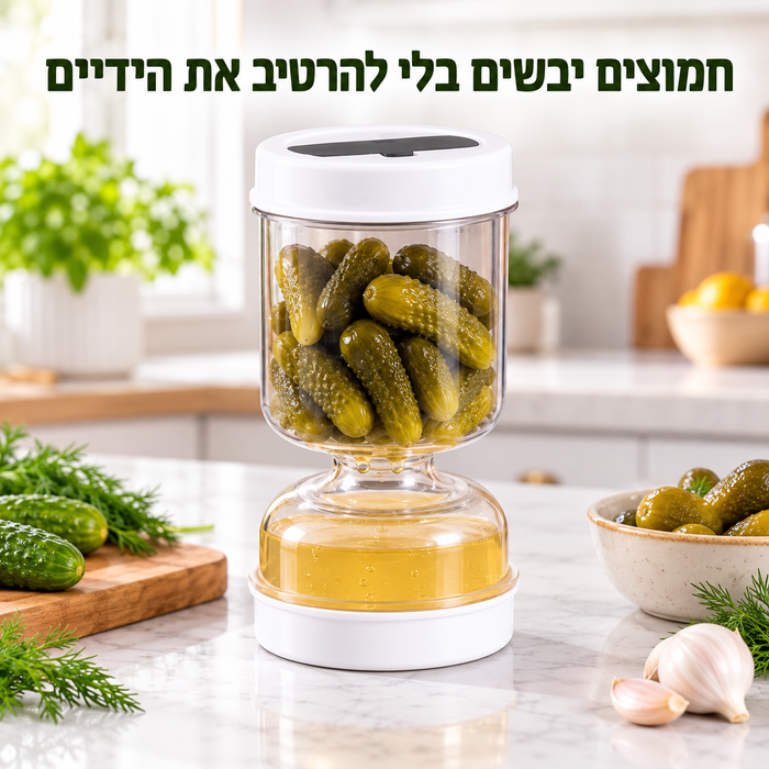 צנצנת חמוצים מסתובבת לאטימה הרמטית וסינון נוזלים
