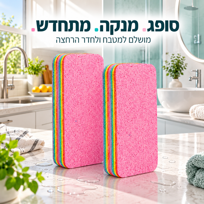מטלית פלא 12 שכבות נתלשות לניקוי יסודי של המטבח וחדר הרחצה